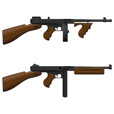 Layered  illustration of isolated Machine Gun.のイラスト素材