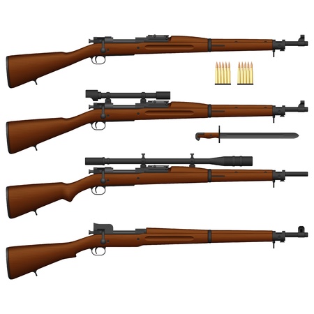 Layered vector illustration of antique American Rifle.のイラスト素材