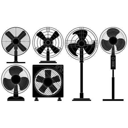 Layered illustration of collected Electric Fans.のイラスト素材