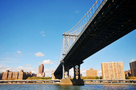 Panoramic photo of Manhattan Bridge in New York City, USA