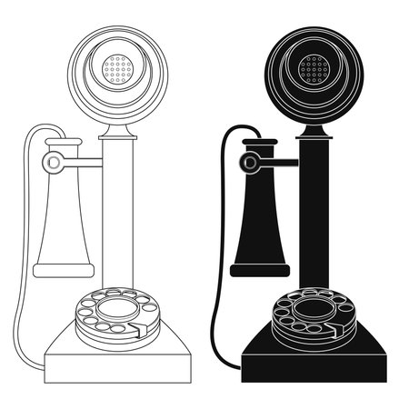 Layered editable vector illustration outline of old telephone.のイラスト素材