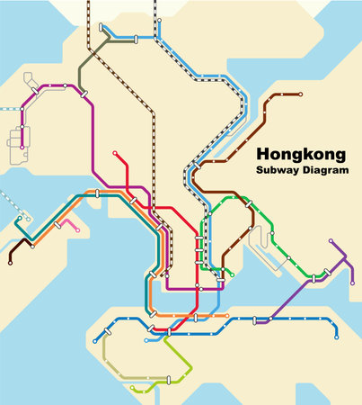 Layered editable vector illustration of the subway diagram of Hongkong,China.のイラスト素材
