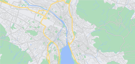 Layered editable vector illustration outline of Zurich,Switzerland.のイラスト素材
