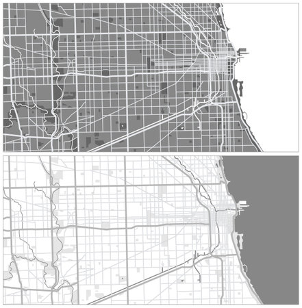 Layered editable vector illustration outline Map of Chicago,USAのイラスト素材