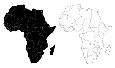 Layered editable vector illustration outline Map of African continentのイラスト素材