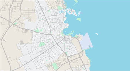 Layered editable vector illustration outline Map of Doha,Qatarのイラスト素材