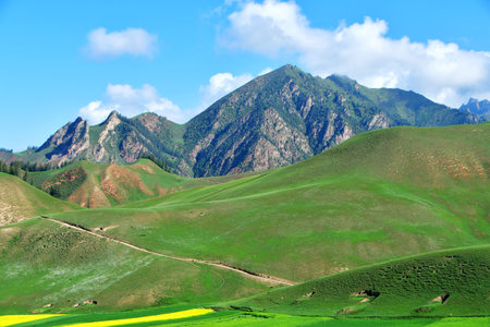 Photo of the mountains and valleys of Qilian Mountains, Qinghai Province, China
