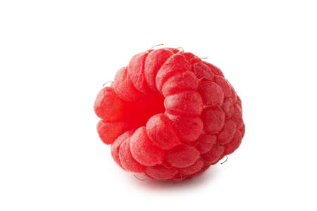 Ripe raspberry fruits isolated on white background. Clipping pathの写真素材