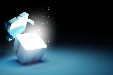 Open gift box on dark background. 3d render