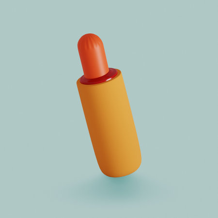 Fast food icon. French hot dog on blue background. 3d renderの写真素材