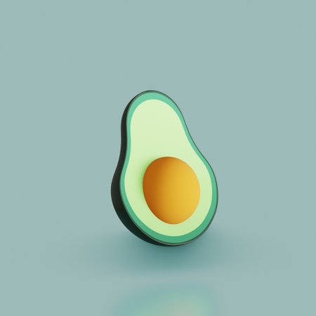 Food icon. Half of avocado. 3D renderの写真素材
