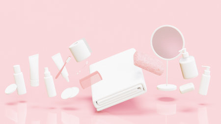 Personal hygiene products set. 3D renderの写真素材