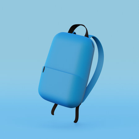 School supplies icon. School bag. 3D renderの写真素材