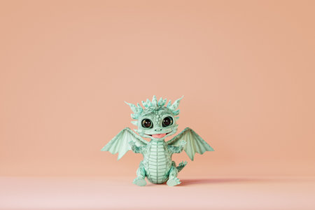 Cute cartoon baby dragon. 3d renderの写真素材