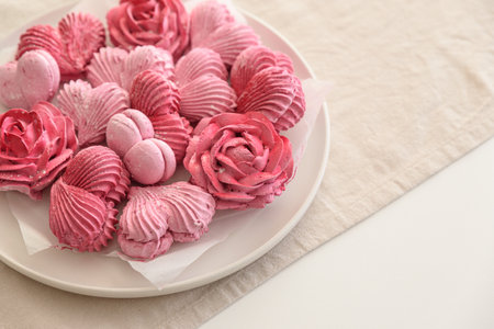 Rose and heart shape marshmallow. Valentine's Day celebration