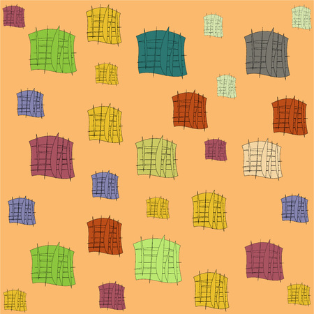 modern illustration of colored squares on orange backgroundのイラスト素材