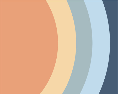 background of the five circles of peach beige sky blue light blue dark blueの写真素材