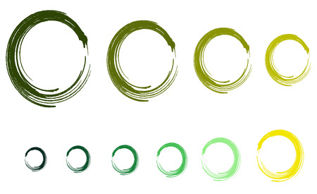Vector paint, set green circles brush stroke, brush, line or texture. Dirty art design element, box, frame or background for text. Grunge Roller. Vector brush stroke . Sorry banner. Modern textured shape. Convex lines.のイラスト素材
