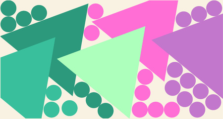 Abstract modern geometric background bright print green pink lilac triangles and circles....
