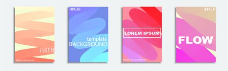 Set Vector illustration of bright color abstract pattern background with line gradient texture for minimal dynamic cover design. Blue, red, orange, lilac placard poster template.の写真素材