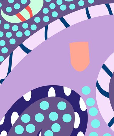 Abstract art header background with bright lines of circles and leaves. Silhouettes of plants. Graphic design. Hand drawn texture. Perfect for website, card, poster, cover, invitation, brochure. Vector.の写真素材