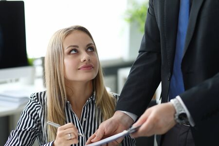 Business lady discussing contractの写真素材