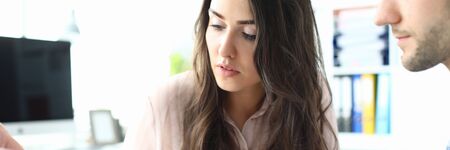 Pretty female at negotiationsの写真素材