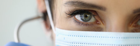 Confident look doctor in protective medical mask.の写真素材
