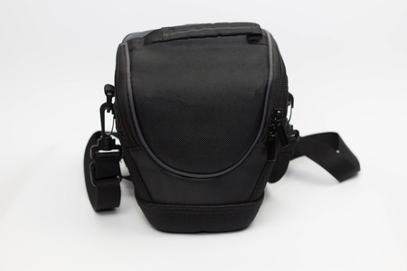 bag from photo camera on white background blackの写真素材