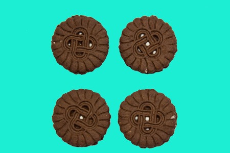 Cookie on blue food backgroundの写真素材