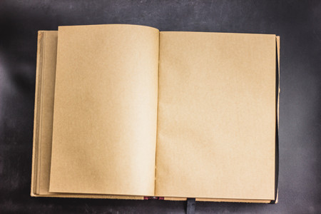 an empy notebook black backgroundの写真素材