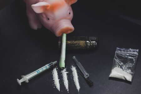 drugs on the table blackの写真素材