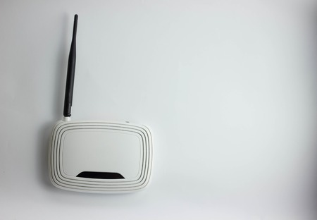 white router on a white background internetの写真素材
