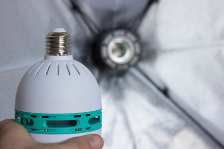 Photo studio with video spotlights equipment constantの写真素材