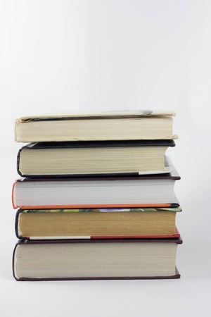 A stack of books on a white background colorの写真素材