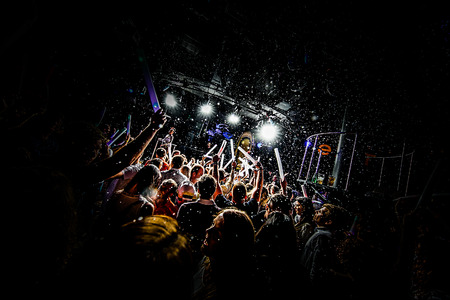 Concert crowd  hands up musicの写真素材