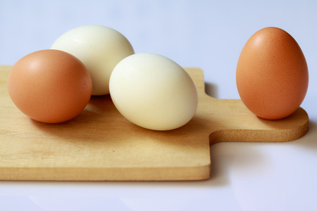 egg on woodenの写真素材