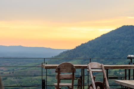 colorful sunset in the mountainの写真素材