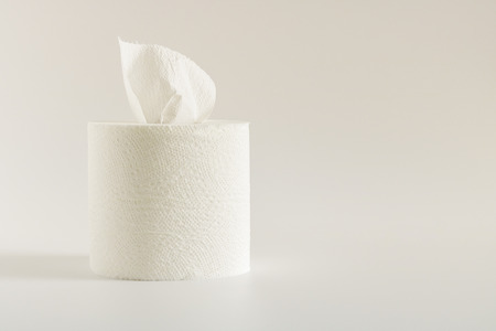 Tissue roll on white background, Close up.の写真素材