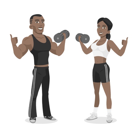 Blacks athletes hold in dumbbell handのイラスト素材