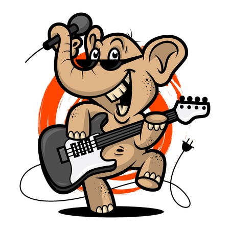 Elephant plays guitarのイラスト素材