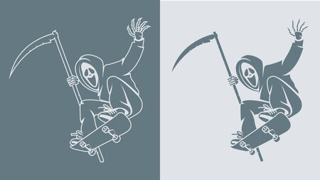Scytheman makes jump on skateboardのイラスト素材