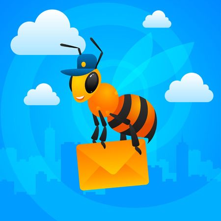 City bee postman holds letterのイラスト素材