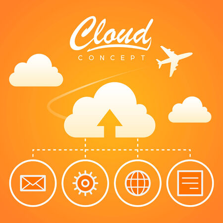 Cloud concept work optimization downloadのイラスト素材