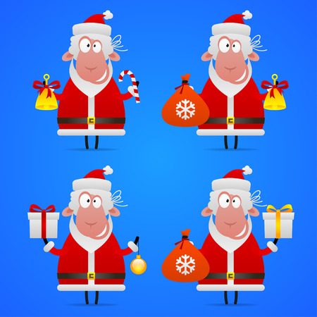 Sheep Santa Claus in various posesのイラスト素材