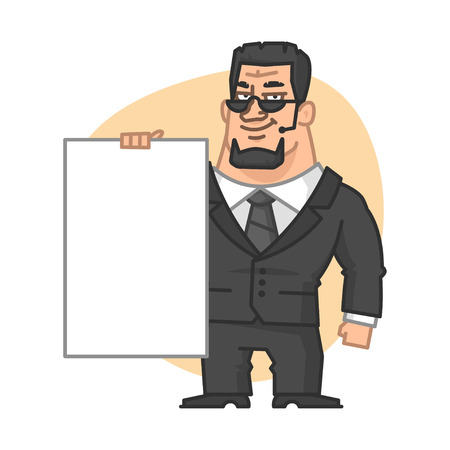 Guard holding blank plate verticallyのイラスト素材