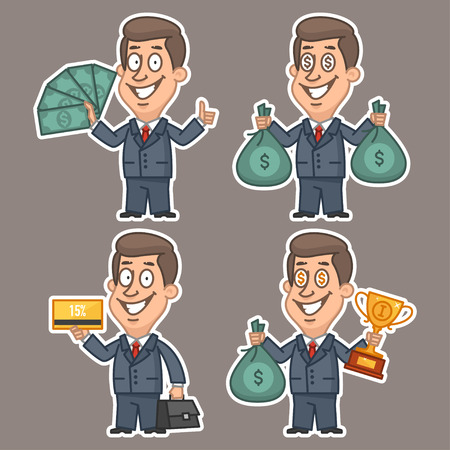 Fun businessman stickers concept set 4のイラスト素材