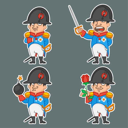Napoleon Bonaparte character in various posesのイラスト素材