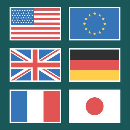Flag America European Union Germany Franceのイラスト素材