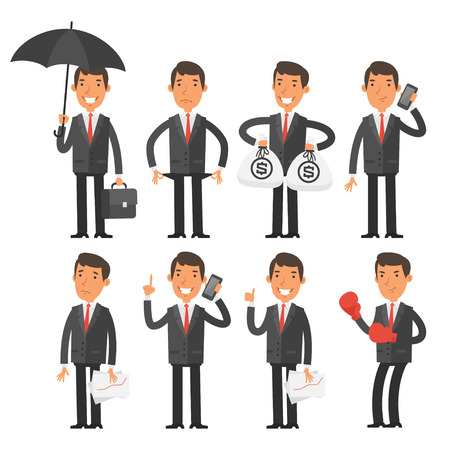 Businessman in different posesのイラスト素材